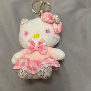 Hello Kitty Plush Keychain - Pink Gingham and White